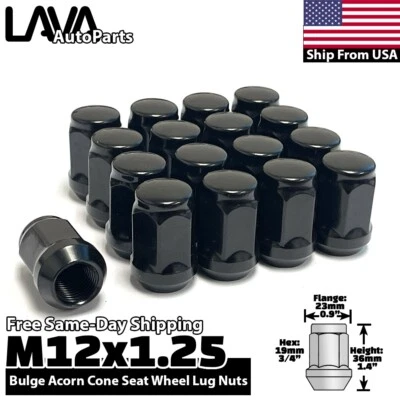 Tuerca de rueda cónica 16x negra 12x1,25 apta para Suzuki Ignis Swift Chevy Spark Foto 1 de 4