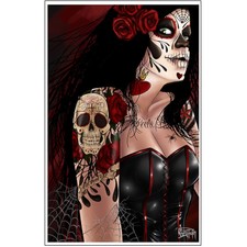 Dia de los Muertos by Kris Chisholm Mexican Tattoo Art Print Poster for Framing
