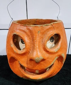 Vintage 5" German Halloween Pressed Paper  Pumpkin Jack O' Lantern - Picture 1 of 9