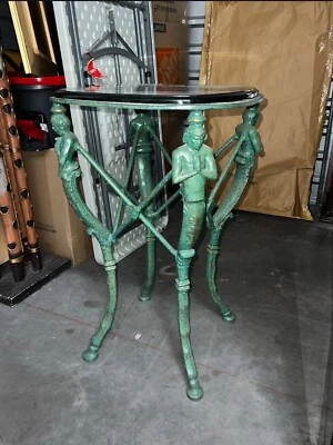 Victorian Vintage Praying Man Ornate Pedastal/Accent Table Metal Base - Image 1 of 4