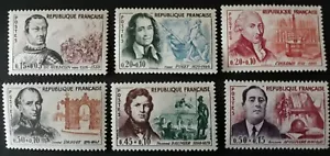 (1961) TIMBRES FRANCAIS- 6 ValeurS-N°1295 a 1300 Neufs*avec charnières 15/100 - Foto 1 di 2