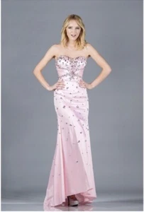 Vestido de Noche Formal Talla 8 Rosa Con Cuentas Sirena Baile de graduación Regreso a Casa Nuevo con Etiquetas - Imagen 1 de 9