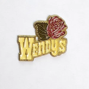 Wendy's Restaurants rote Rose & Logo Anstecknadel gestanzt Emaille Vintage 1980er (a) - Bild 1 von 4