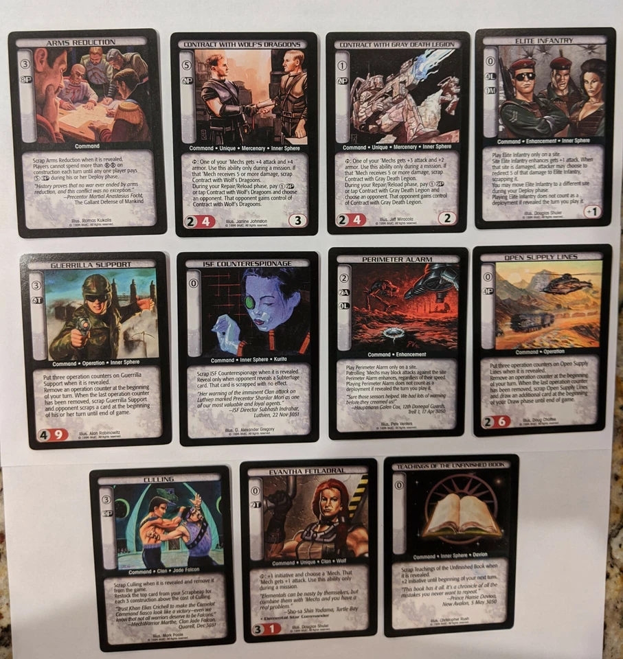 Battletech CCG TCG Card Game 11x RARE Command Cards, Limited Base Set - Image 1 of 1