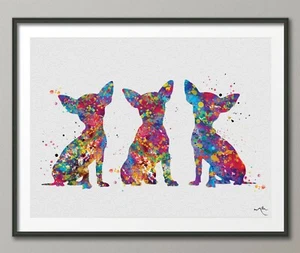 Drei Chihuahua Hunde Aquarelldruck Poster Geschenk Haustier Hund Liebe Welpe Freund-1505 - Bild 1 von 4