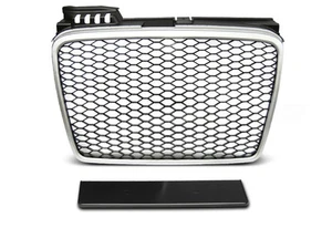 PARE CHOC,CALANDRE, GRILLE AVANT AUDI A4 (B7) RS-TYPE 11.04-03.08 SILVER MAT - Bild 1 von 1