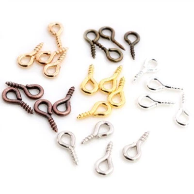 Mini Eye Pin Screw Bail Pegs Drilled Findings Threaded Clasp Hook Eyelets Craft  - Image 1 of 4