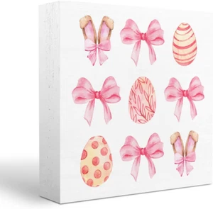 Pink Bunny Decor Easter Decorations Easter Decor Pink Bow Decor Home Farmhouse O - Picture 1 of 12