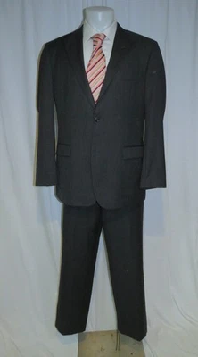 Hugo Boss Perelli Super 120 Charcoal Herringbone Peak Lapel Two Button Suit 42L - Image 1 of 4