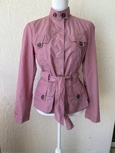 Benetton Women’s Pink Trench Style Blazer Jacket Belt Buttons  - Picture 1 of 11