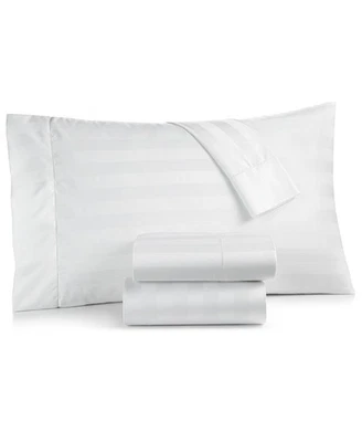 Stripe 550 Thread Count Supima Cotton 4 Piece Full Sheet Set White - Image 1 of 2