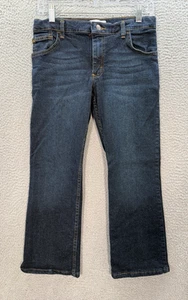 Wrangler Jeans Boys 12 Husky Blue Denim Classic Boot Adjustable Waist Whiskered - Picture 1 of 10