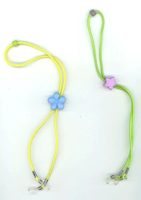 2件儿童眼镜线弹性挂绳太阳镜支架黄色和绿色B1-A2 — 第 1/3 张图片