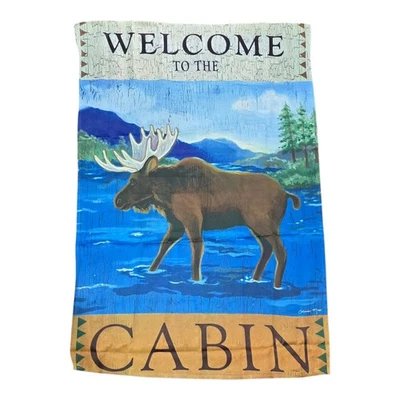 MEADOW CREEK 28" x 42" Welcome To The Cabin  DECORATIVE FLAG 2011 - Image 1 of 4