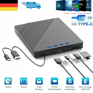 7-in-1 USB 3.0 Externes CD DVD Laufwerk Brenner Player mit Type C für PC Laptop - Bild 1 von 12