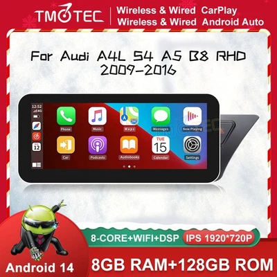 For Audi A4 A5 B8 S4 S5 10.25" IPS Car Stereo Sat Nav CarPlay Android 14.0 128GB - Image 1 of 4