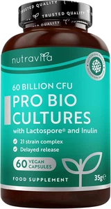 Fermenti Lattici Probiotici per Intestino Con 60 Miliardi CFU E 21 Ceppi Batteri - Foto 1 di 12