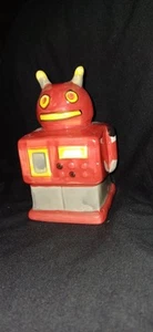 VINTAGE RETRO ROBOTS CERAMIC MONEY BOX COLLECTORS ITEM RED 1970s - Picture 1 of 9