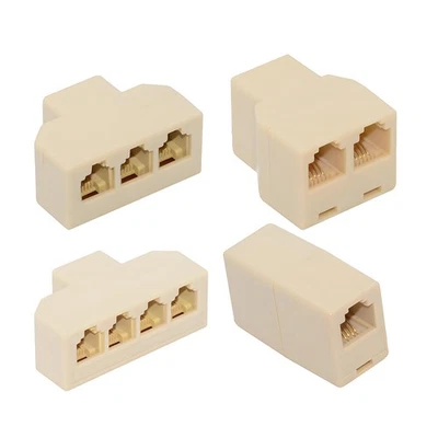CY 6P4C RJ11 RJ12 1-in-2-out Way Outlet Phone Modular Jack Line Splitter Adapter - Image 1 of 4