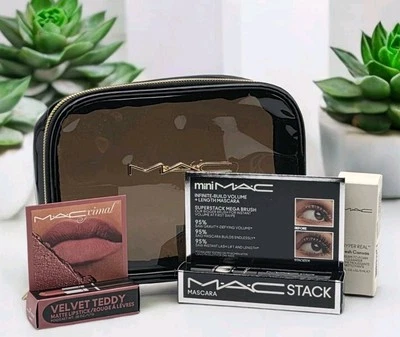 Estuche de Maquillaje Mac Regalo Bolsa Mini Mac Rímel Terciopelo Peluche Mate Labios y Limpiador Foto 1 de 4