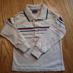 Camisa de manga larga sin cortes vintage de los 80 para niños pequeños rayas tostadas se ajusta como 2t/3t  - Imagen 1 de 10