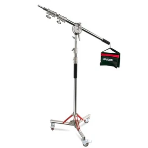 Heavy Duty Light Stand with Casters and Boom Arm, Adjustable Tripod Stand Sta... - Picture 1 of 7