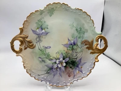 Beautiful Monbijou Bavaria Handpainted Plate Lavender and Green - Image 1 of 4