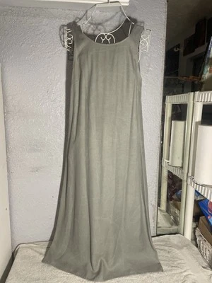 Vestido Maxie Lino Jumper Cambio En Salvia Minimalista Sostenible Cómodo Cottagecore Foto 1 de 4