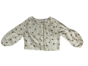 Love Sadie Shirt Women’s Small Cropped Cat Print With Moon And Stars Button Up - Picture 1 of 5