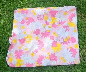 VINTAGE CANNON MONTICELLO BLOSSOM FESTIVAL pink FLOWER POWER FULL FLAT SHEET - Picture 1 of 3