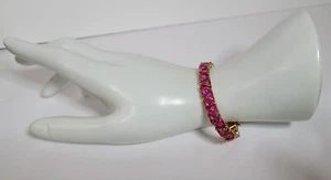 CZ Gold Over Sterling Tennis Bracelet dark pink / magenta trilliant trillion cut - Picture 1 of 7