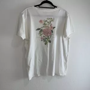 O'Neill cream pink floral print short sleeve tee t-shirt size small cotton - Picture 1 of 9