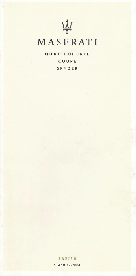 2004 Maserati Quattroporte 4200 Coupe Spyder Price List Fittings 10 - Image 1 of 1