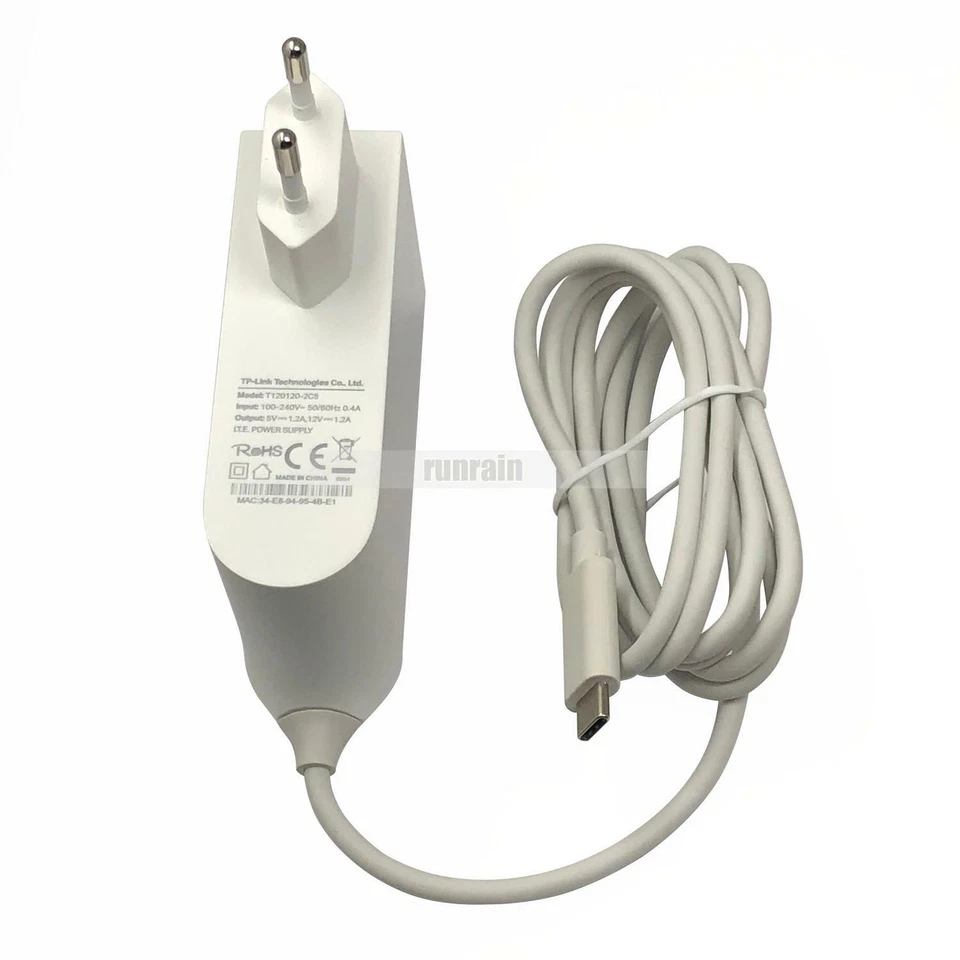 TP-Link Adattatore di Alimentazione 12V 1.2A USB-C per TP-Link Deco M5 V1 e TP-Link Deco P7
