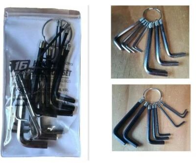 16 PC. SAE & mm HEX KEY ALLEN TYPE  WRENCH SET 1/16" THRU 1/4"  1.5 to 6 mm - Image 1 of 4