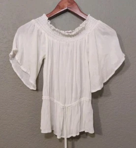 Abercrombie & Fitch Boho-Top weiß Gaze fließend schulterfrei Damen Größe XS - Bild 1 von 8
