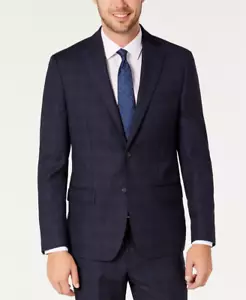 Dkny Men's Modern-Fit Nested Suit Plaid Windowpane Navy blue 38R x 31W - Picture 1 of 9