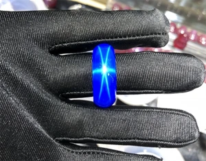 Top Lab Created Dark Blue Star Sapphire Ring.You can make pendant necklaces 1Pcs - Picture 1 of 4