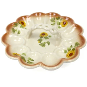 Eierteller Ø 23cm Eierplatte Antipasti Teller Servierteller Platte Sonnenblumen - Bild 1 von 5