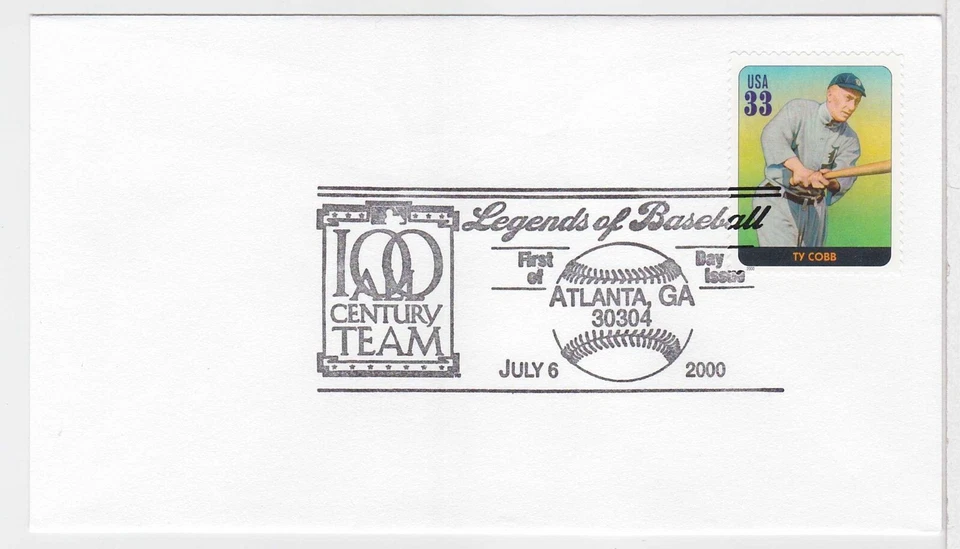 TurtlesTradingPost- Legends of Baseball- Ty Cobb- 2000 #3408d FDC - Image 1 of 1