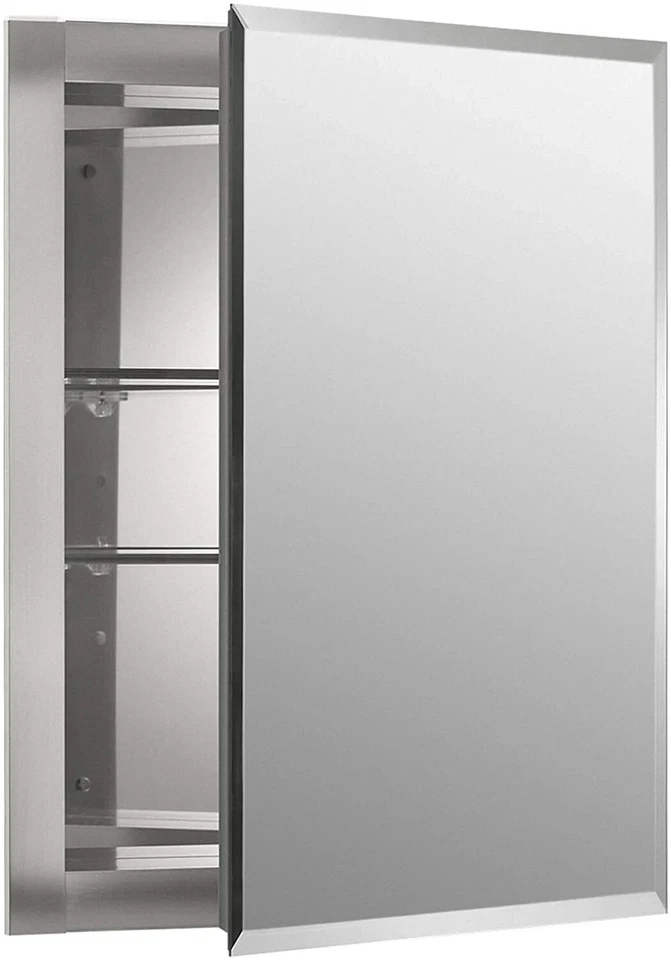 Kohler K-CB-CLR1620FS Frameless Mirrored Medicine Cabinet Silver Aluminum