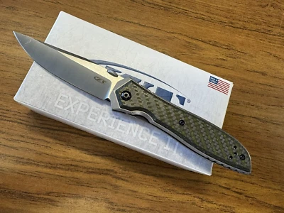 Zero Tolerance Emerson ZT 0640 CPM-20CV Blade Machined Titanium and Green CF - Image 1 of 4