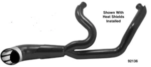 Black Stepped 2-1 Exhaust For 86-17 Harley Softail FLST FXST Fatboy FLSTF 92140 - Picture 1 of 1