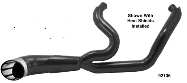 Black Stepped 2-1 Exhaust For 86-17 Harley Softail FLST FXST Fatboy FLSTF 92140 - Image 1 of 1