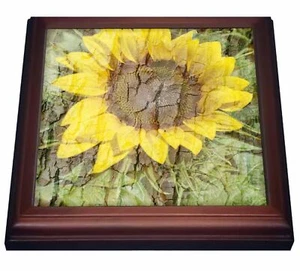 3dRose Yellow Sunflowers Bark Flower Photography Trivet with Ceramic Tile, 8 ... - Picture 1 of 2