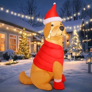 GOOSH 5,5 FT Natale Gonfiabile Cane Decorazioni da Esterno Blow Up Yard Chris... - Foto 1 di 6
