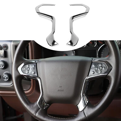 Chrome Steering Wheel Decorative Trim for Chevy Silverado GMC/SIERRA 2014-2018 - Image 1 of 4