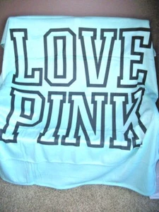 Victorias Secret Pink Stadium Blanket Throw thick silky Jersey Knit Teal NWT - Picture 1 of 2