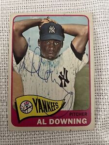 AL DOWNING 1965 TOPPS AUTOGRAPHED SIGNED AUTO BASEBALL CARD 598 YANKEES