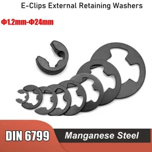 E-Clips External Retaining Washers C-Clip 1.2mm-24mm DIN 6799 Manganese Steel - Picture 1 of 30